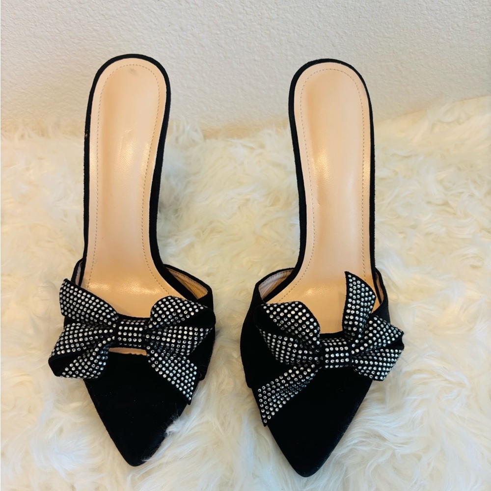 Elegant Black Bow Women's Heels